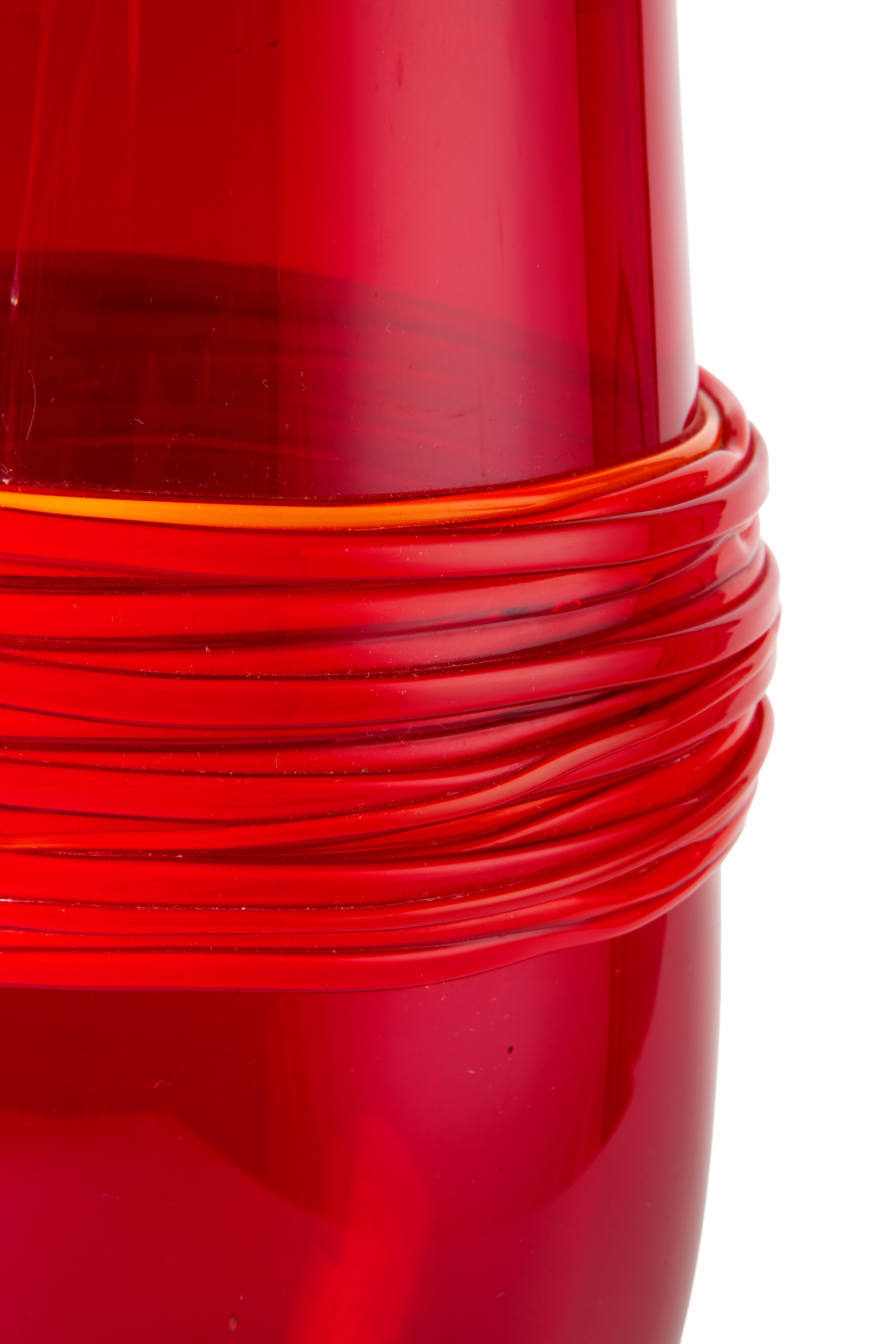 Vaso in vetro di Murano, rosso con applicazioni, XX secolo