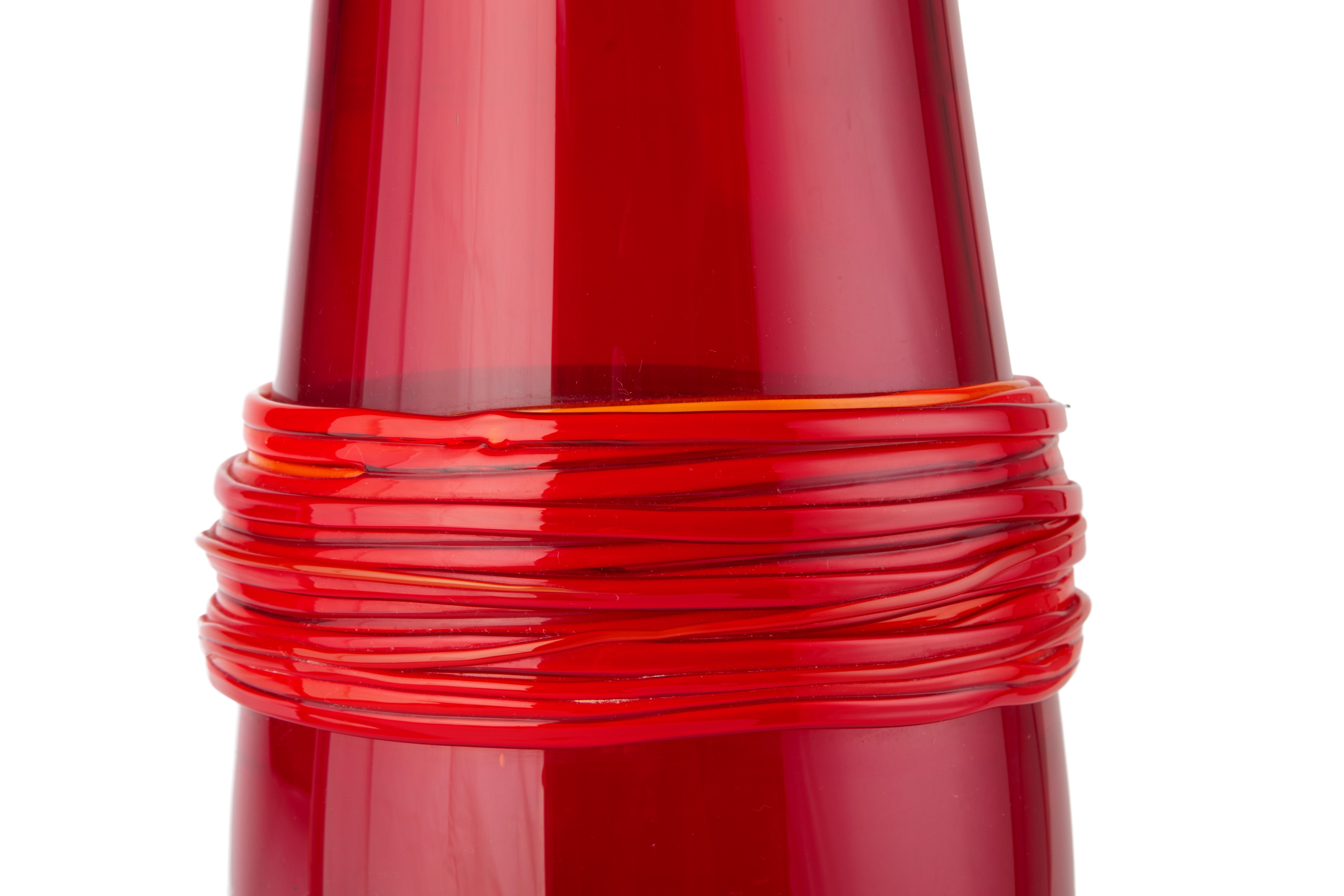 Vaso in vetro di Murano, rosso con applicazioni, XX secolo