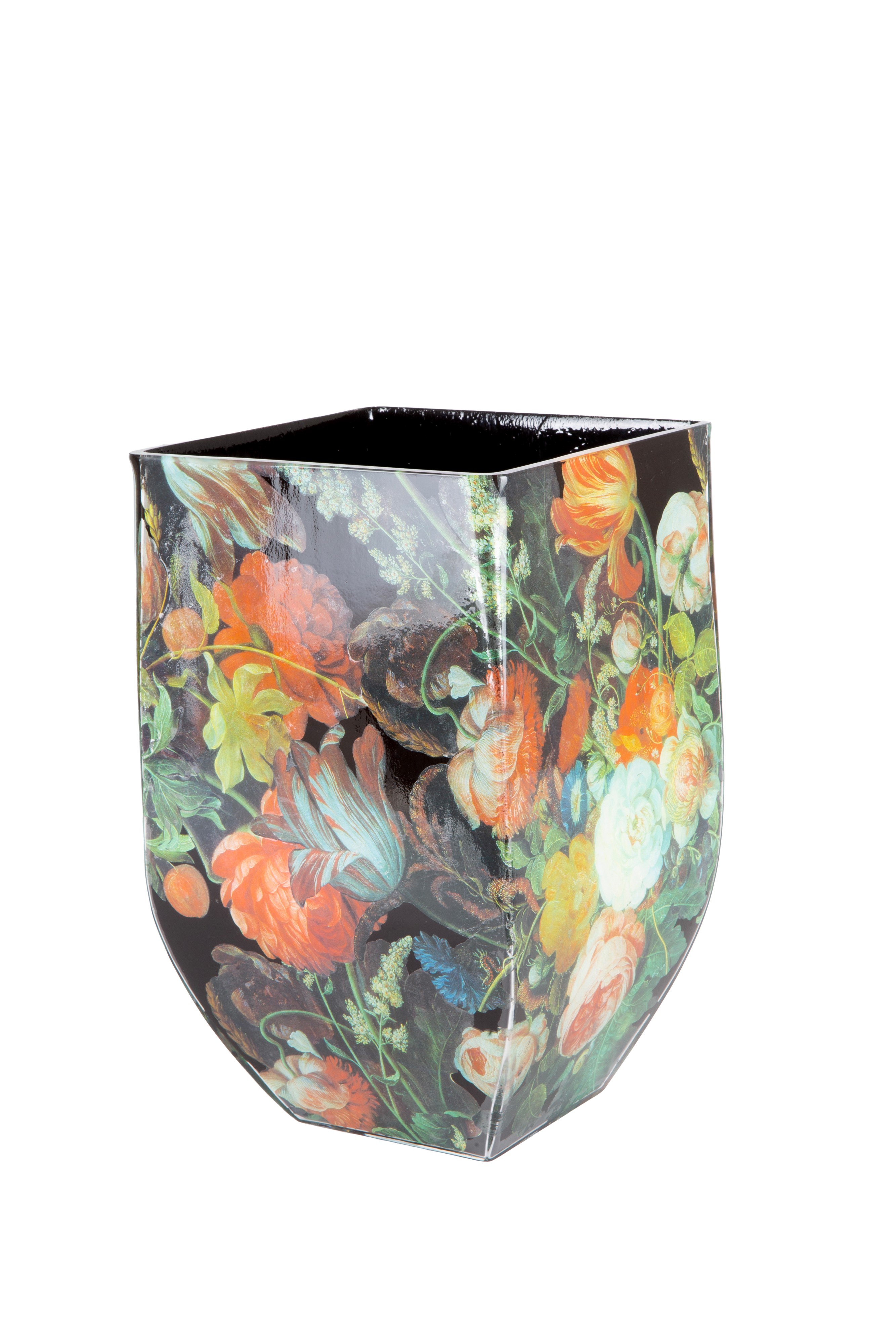 Gabriella B., Vaso in vetro decorato con fiori