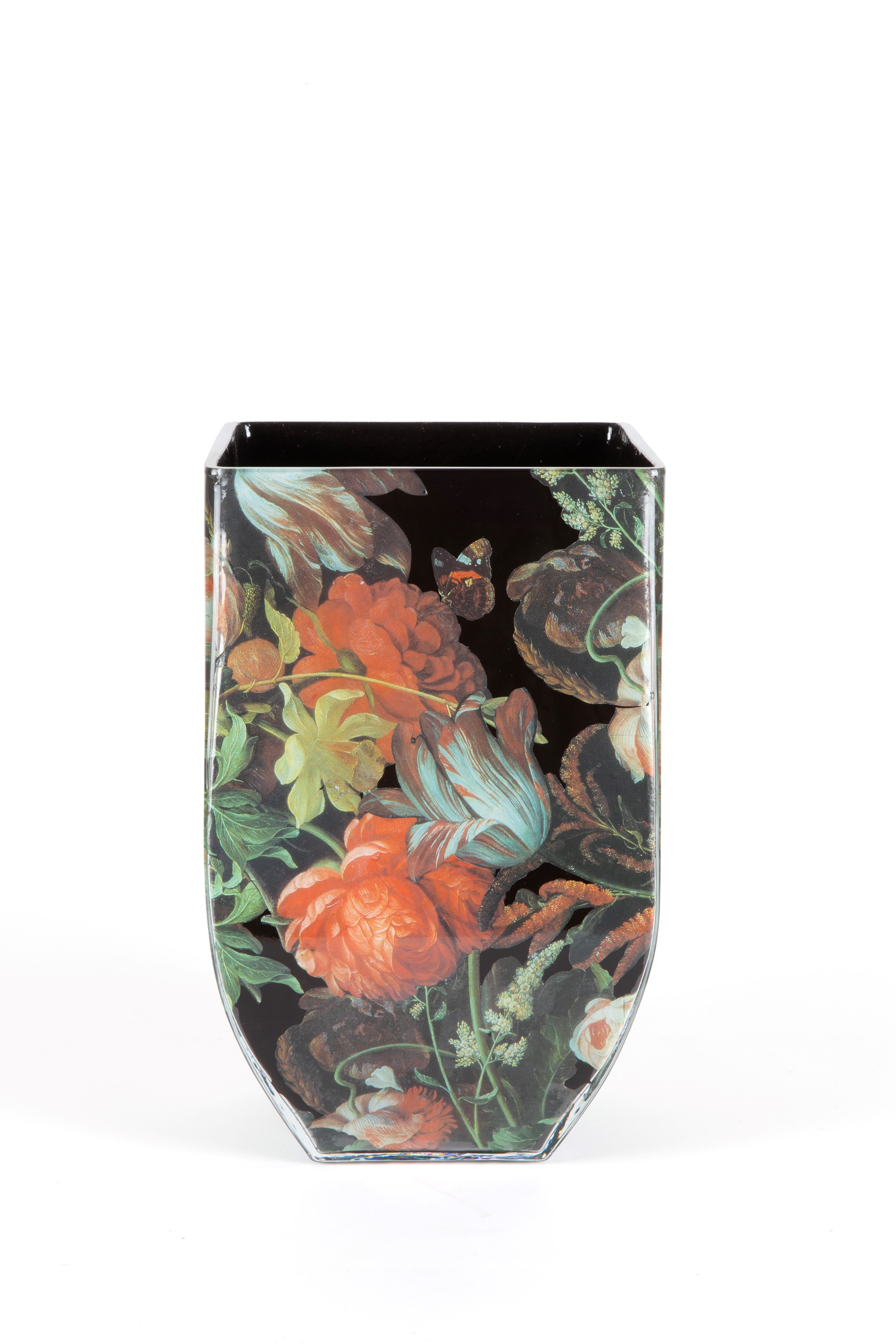 Gabriella B., Vaso in vetro decorato con fiori