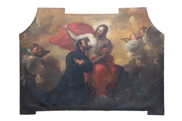 GIUSEPPE MARULLO - Painting "SAINT FRANCIS XAVIER SUPPORTED BY ANGELS"