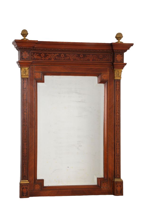 Veneered and inlaid mirror