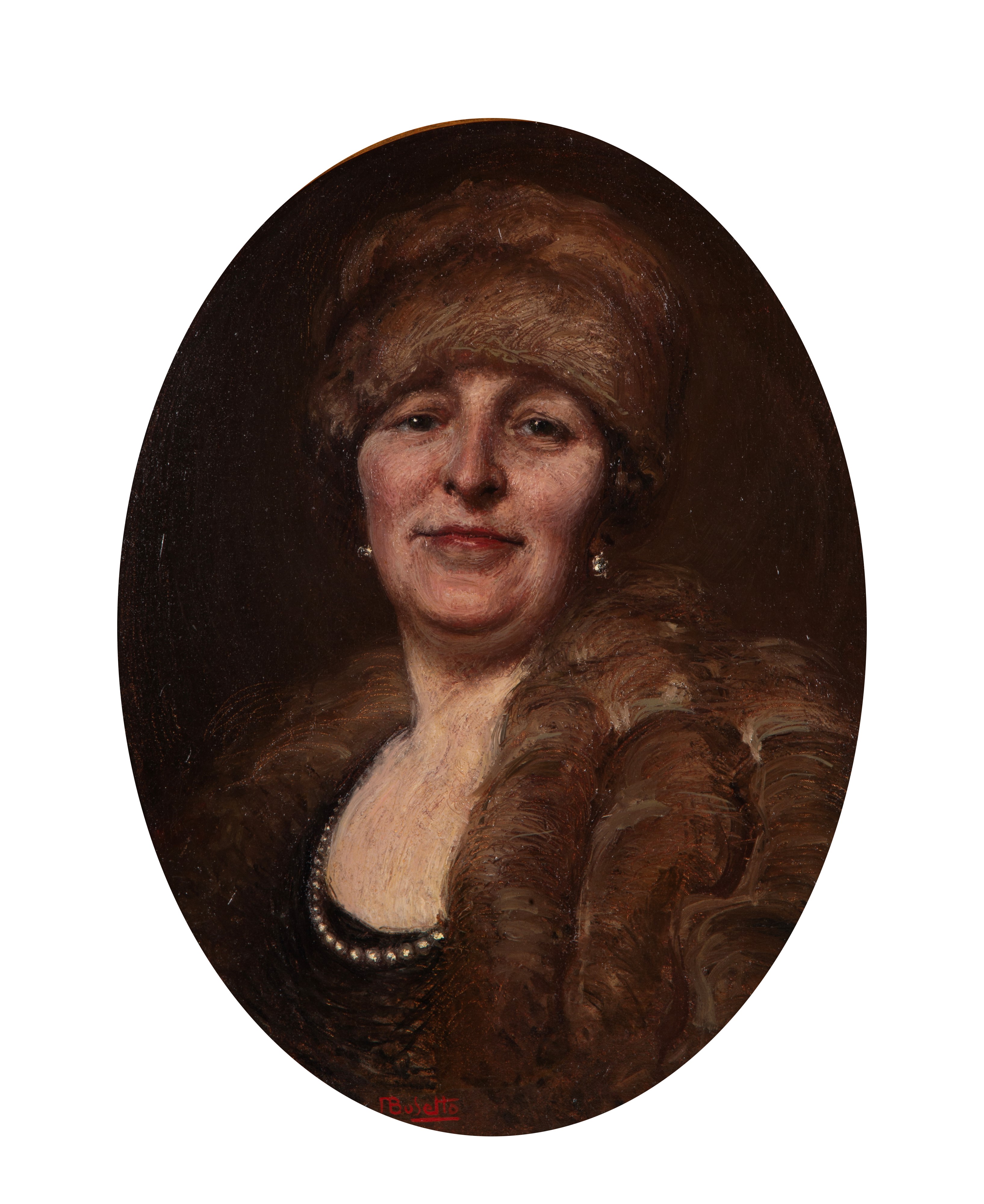 Dipinto "ritratto di Donna con Pelliccia e Cappello"