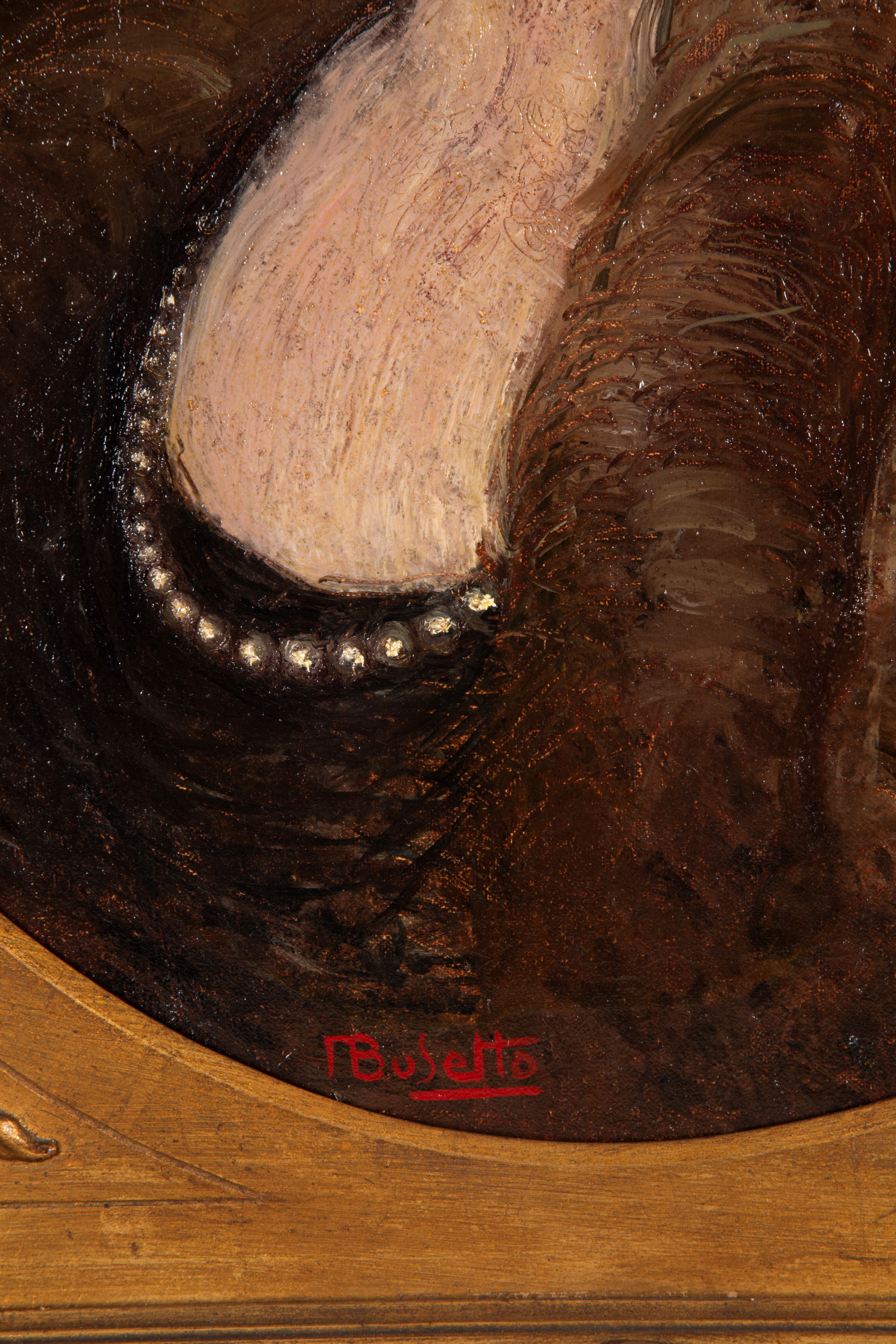 Dipinto "ritratto di Donna con Pelliccia e Cappello"