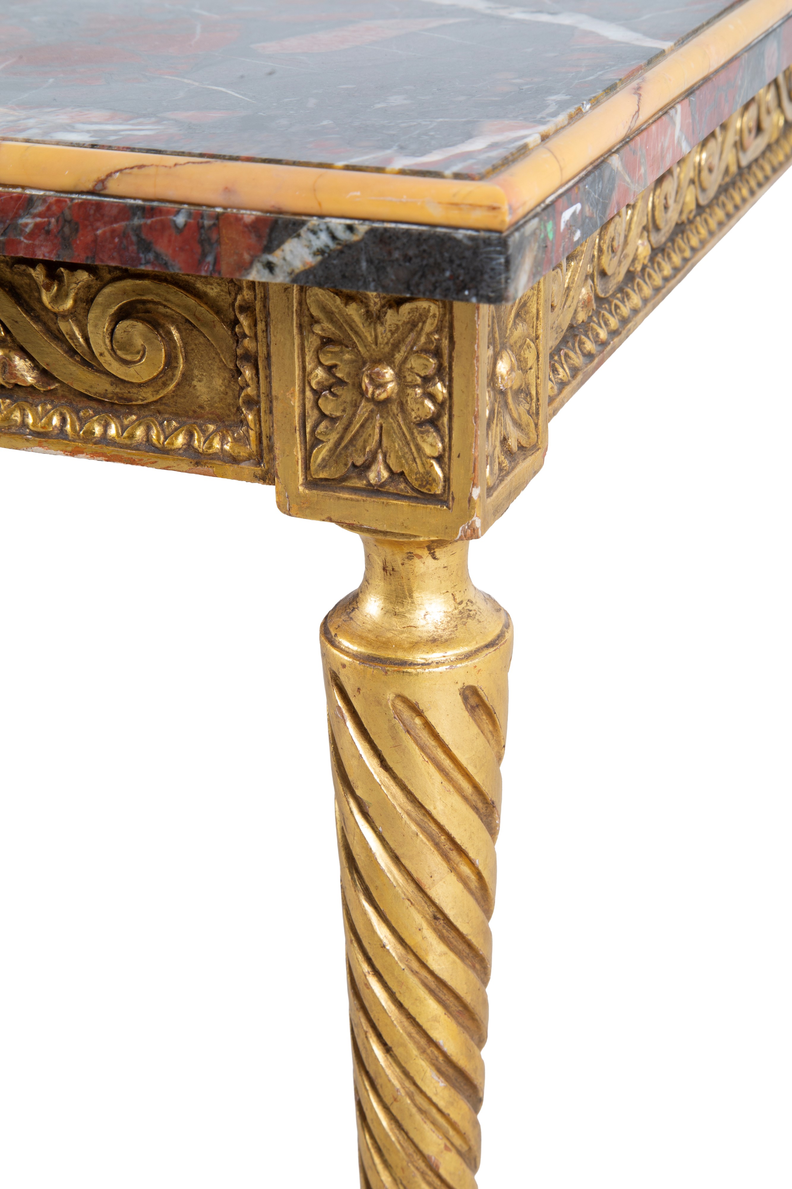 Tavolino con piano in marmo breccia rossa