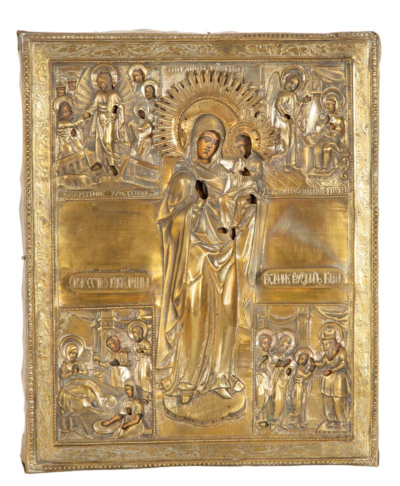 Icona con riza "MADONNA CON BAMBINO"