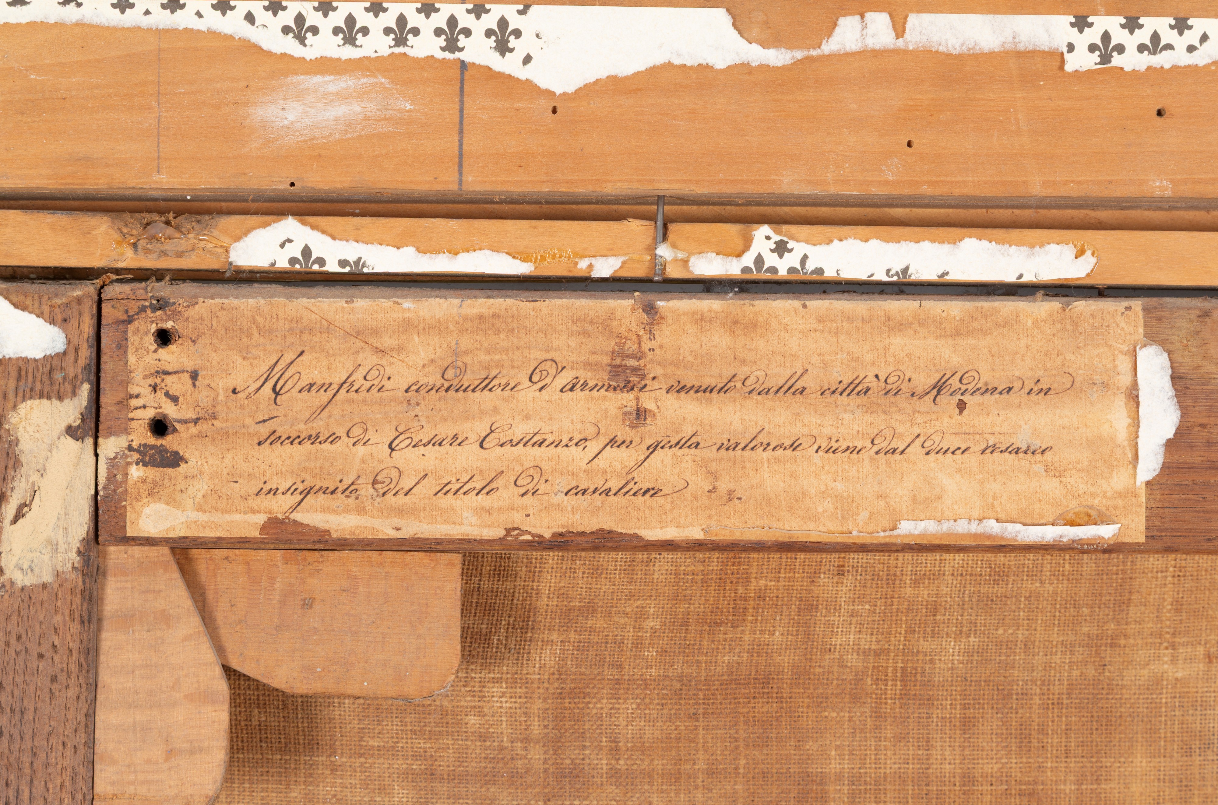 Scuola italiana di fine XVI secolo, Manfredo Pio consacrato cavaliere, olio su tela