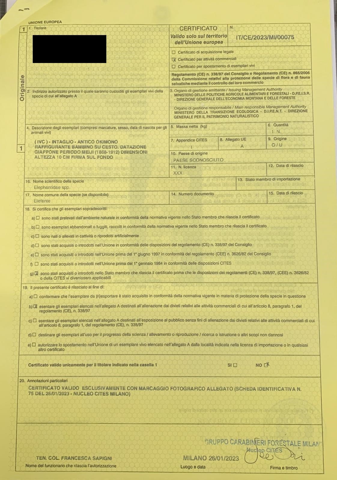 Okimono in avorio "BAMBINO SU CESTO"