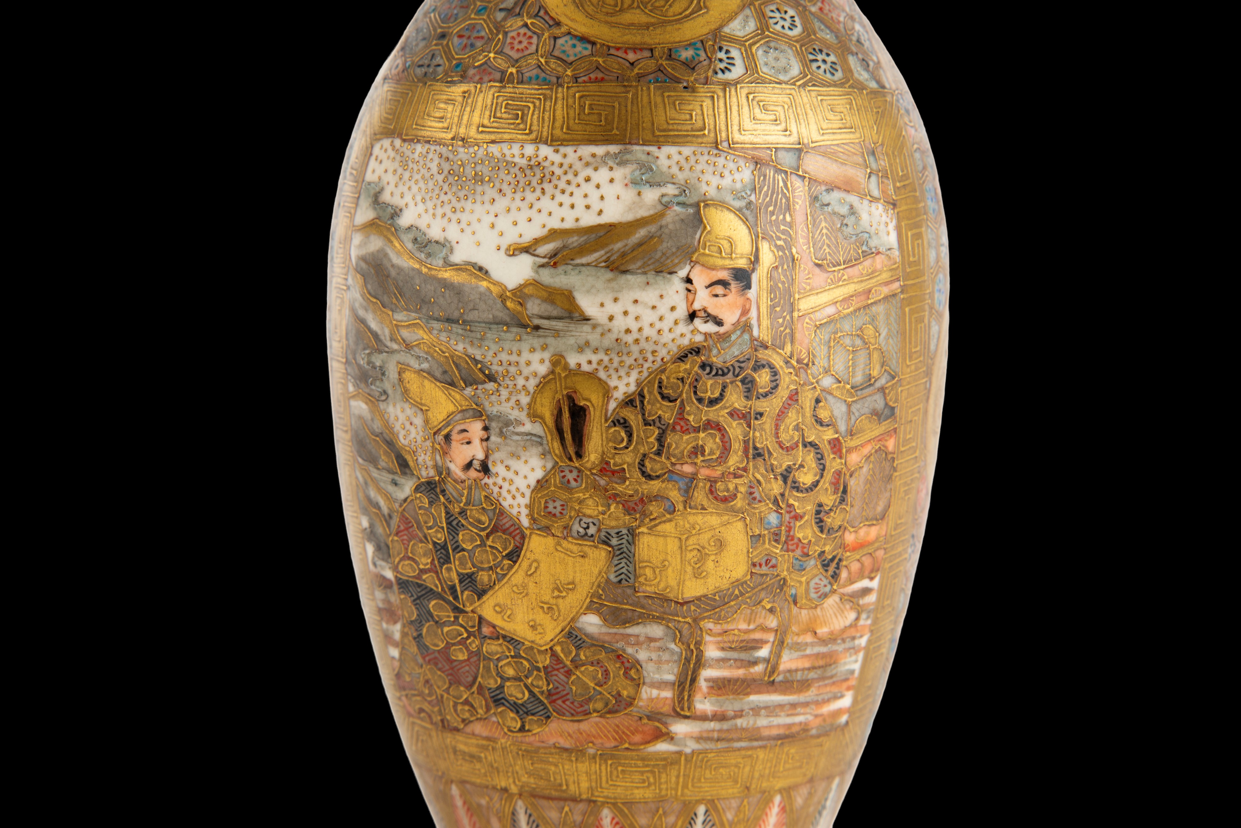 Coppia di vasetti in porcellana Satsuma