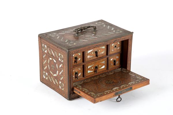 Wooden and mother-of-pearl jewelry box