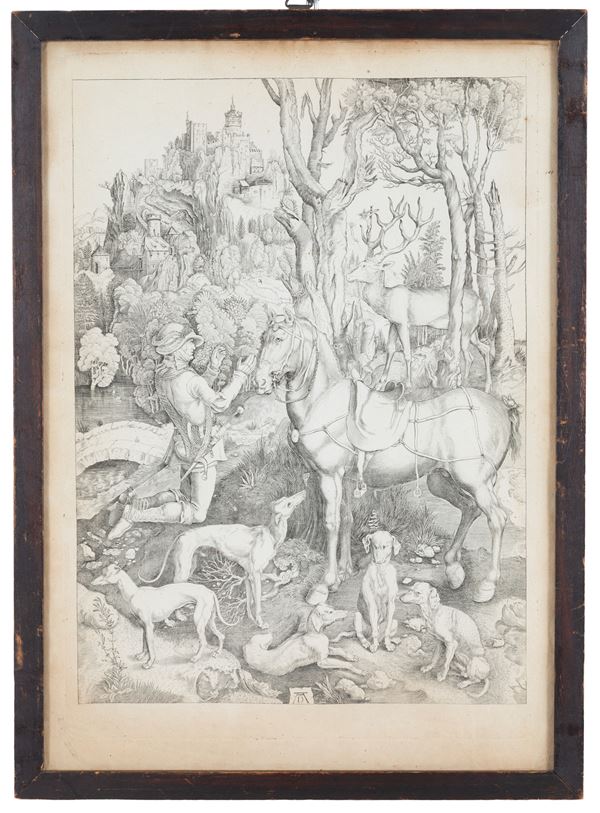 ALBRECHT DURER - Engraving 'SAINT EUSTACE, ROMAN GENERAL'
