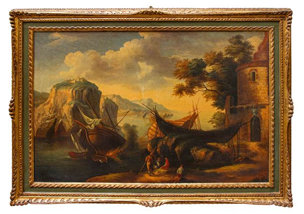 SALVATOR ROSA - Painting "VIEW WITH BAY"