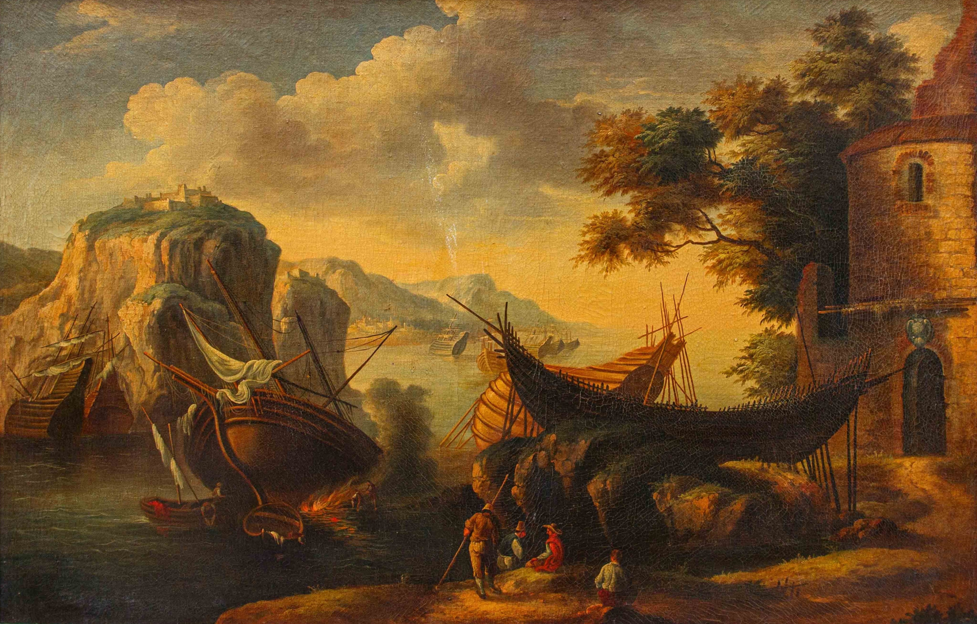 Salvator Rosa - Veduta con baia, olio su tela