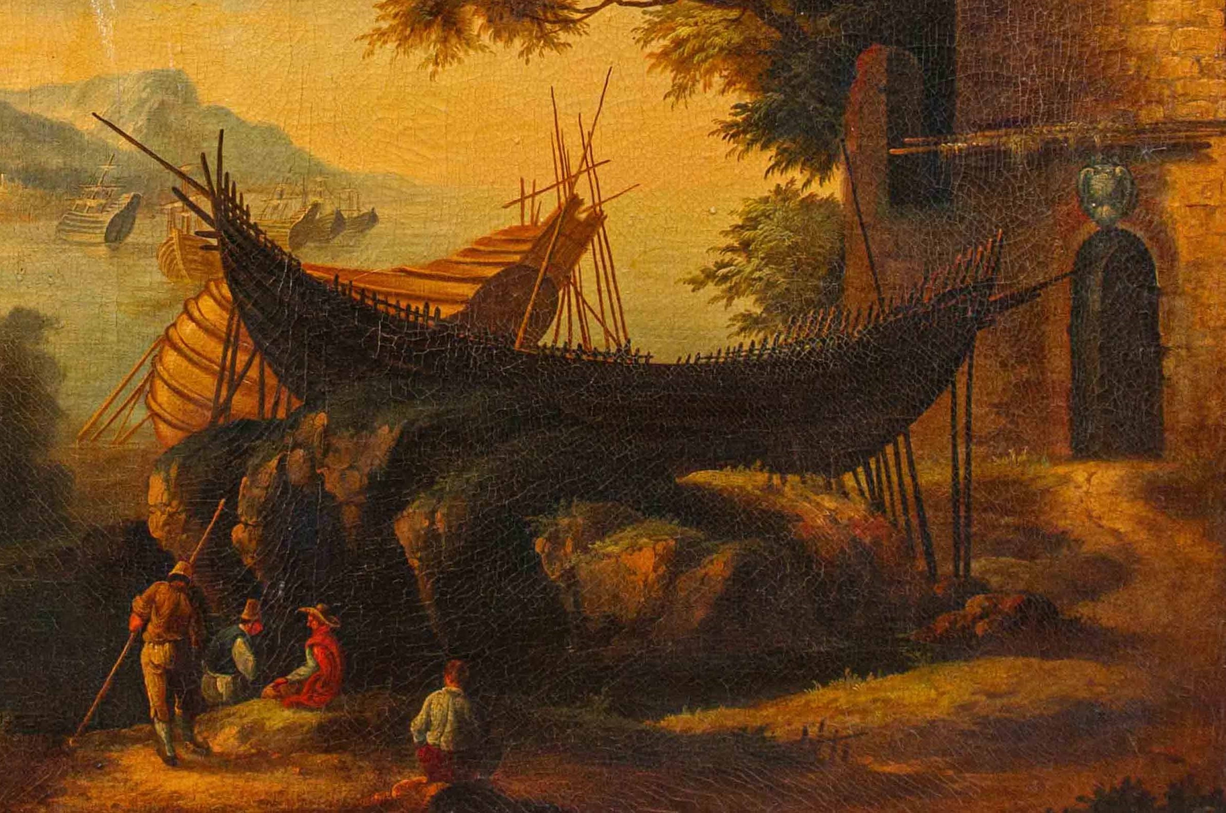 Salvator Rosa - Veduta con baia, olio su tela