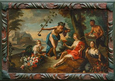 Scuola Veneta del XVIII secolo, Scena Bacchica, olio su tela