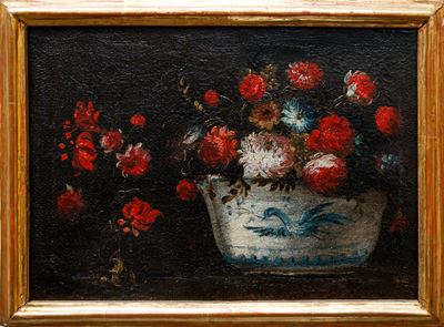 Scuola Lombarda del XVII secolo, Natura morta con vaso di fiori, olio su tela