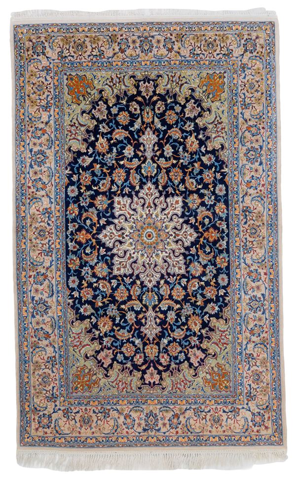 Isfahan wool and silk rug. Persia