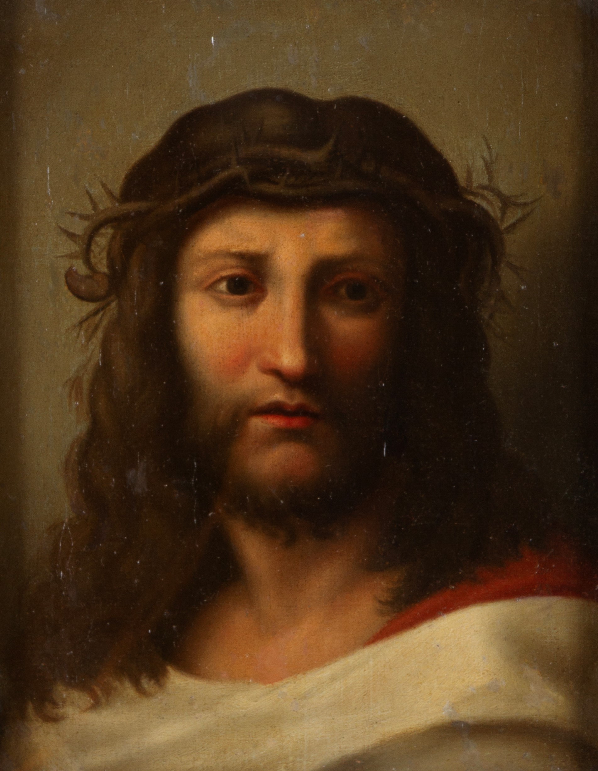 Cristo Coronato di Spine, olio su tela applicato su tavoletta