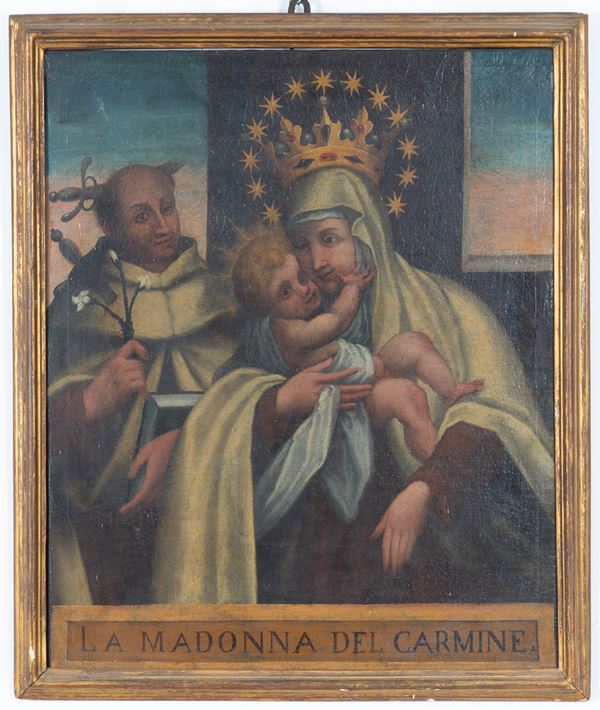 Painting "MADONNA DEL CARMINE WITH CHILD AND SAINT ANGEL OF JERUSALEM"
