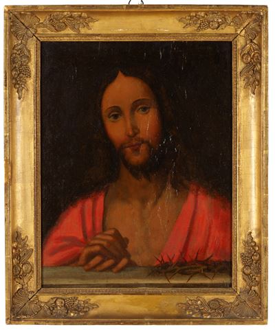 Autore sconosciuto, Cristo con corona di spine, olio su tavola