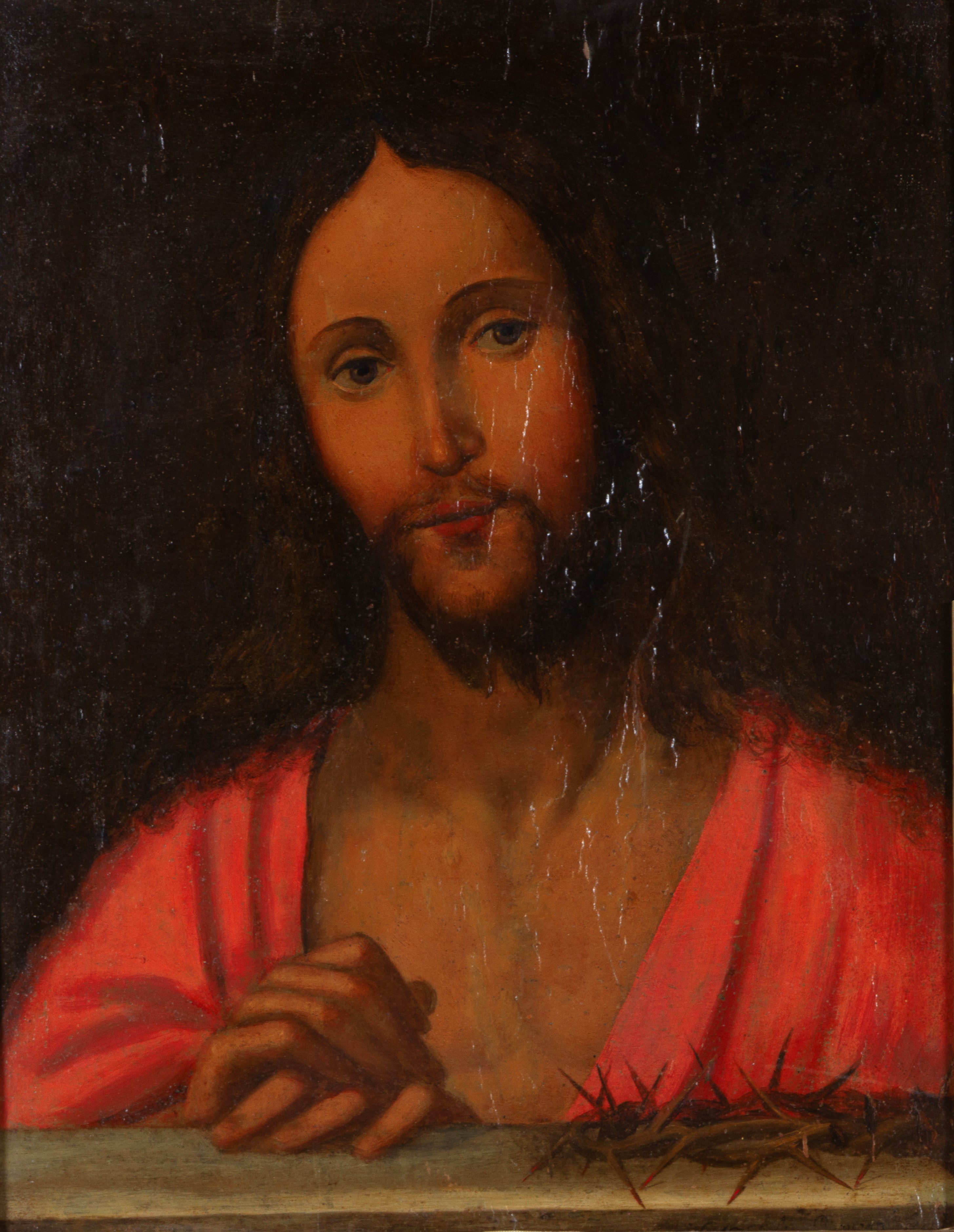 Autore sconosciuto, Cristo con corona di spine, olio su tavola