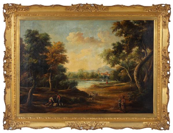Dipinto "PAESAGGIO CON FIGURE"