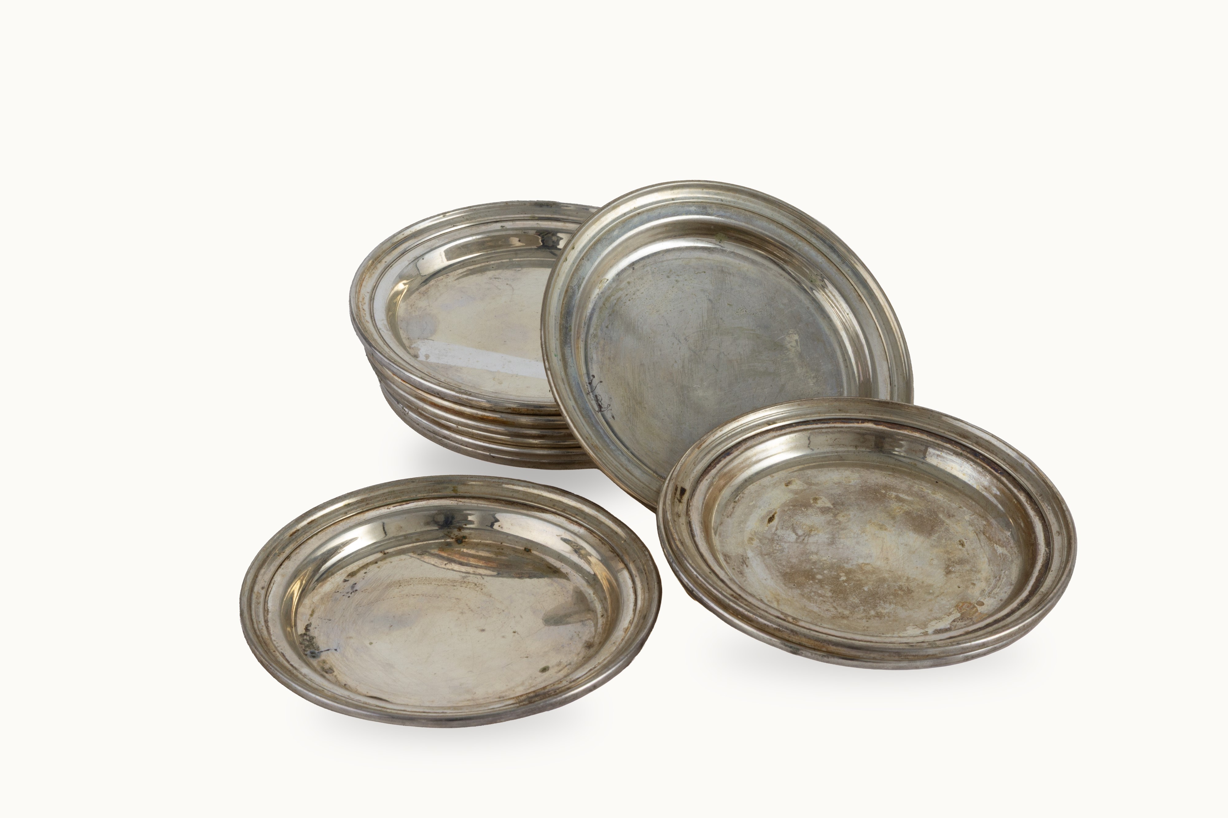 Set di Dieci Sottobicchieri in Argento 800, XX secolo