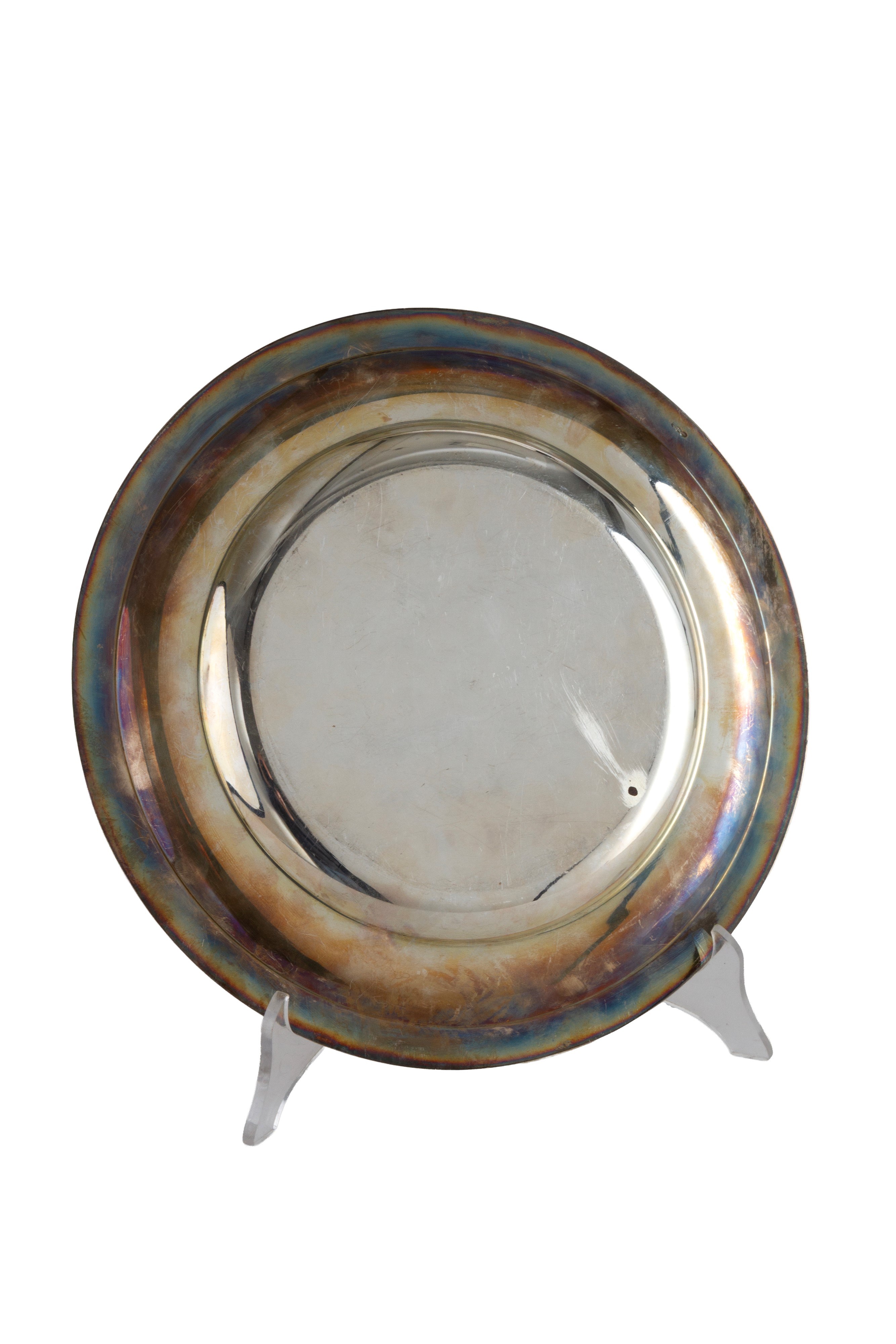 Piatto in argento 800, diametro 27,5 cm, XX secolo