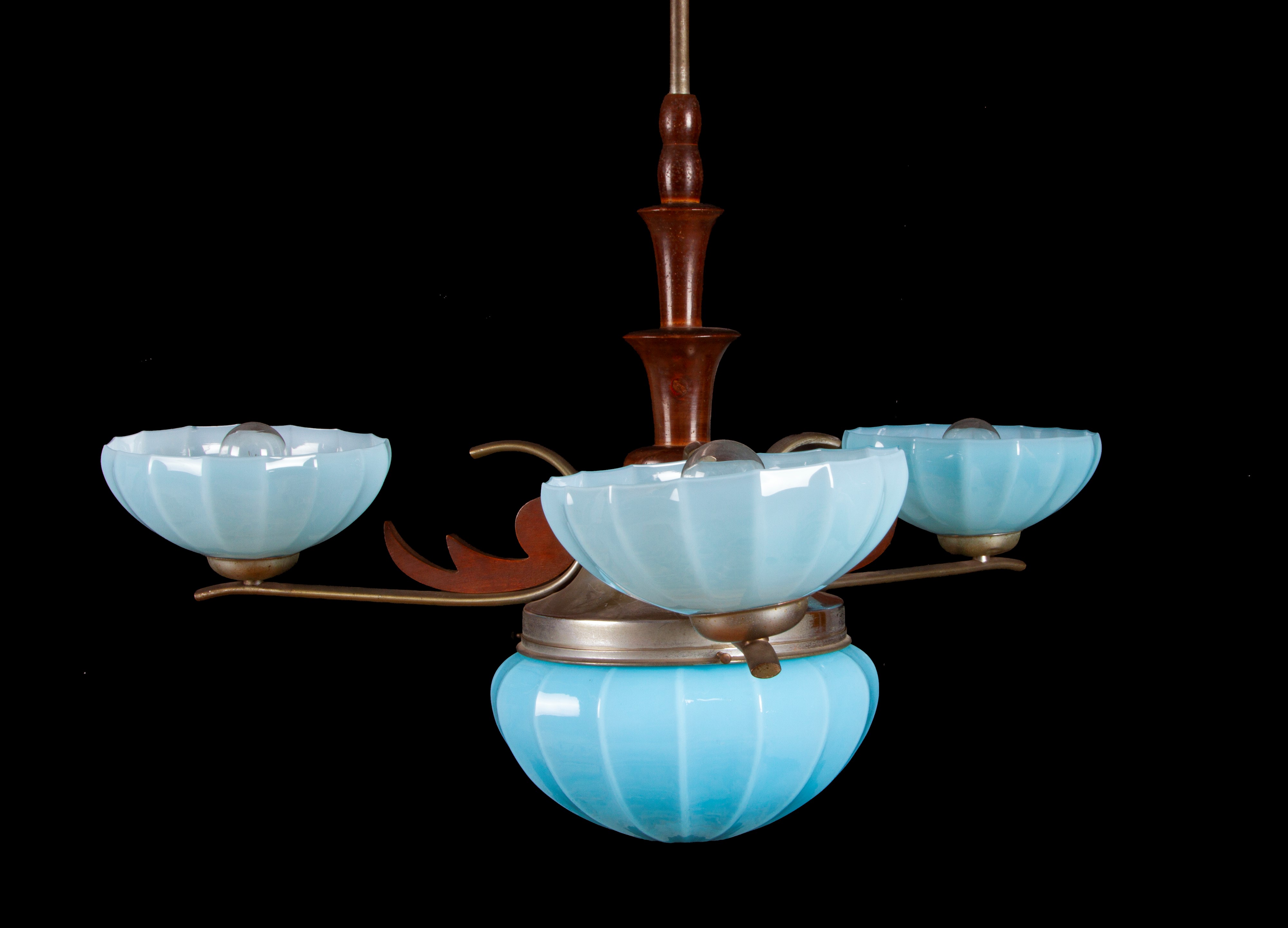 Lampadario in Vetro Lattimo Azzurro