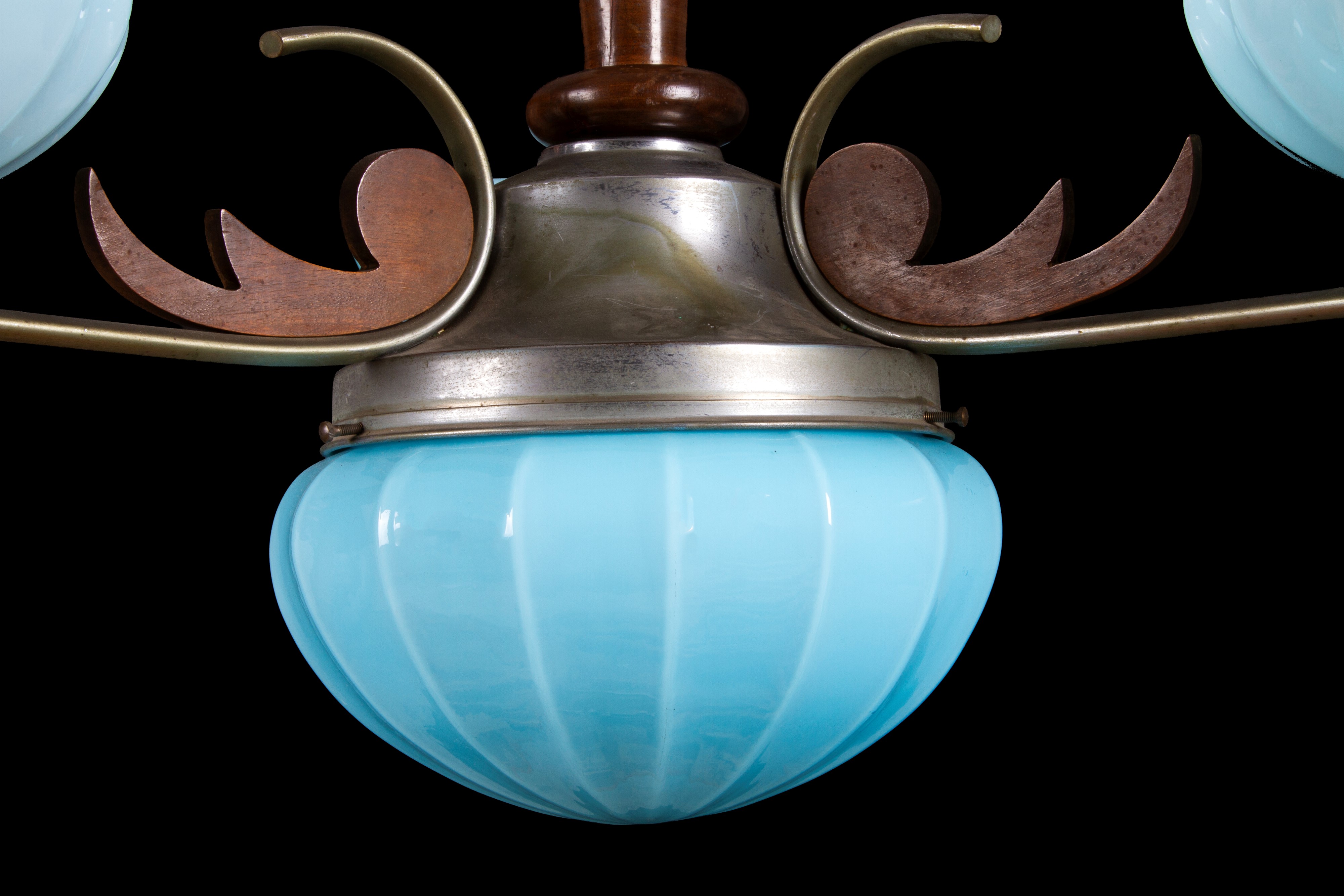 Lampadario in Vetro Lattimo Azzurro