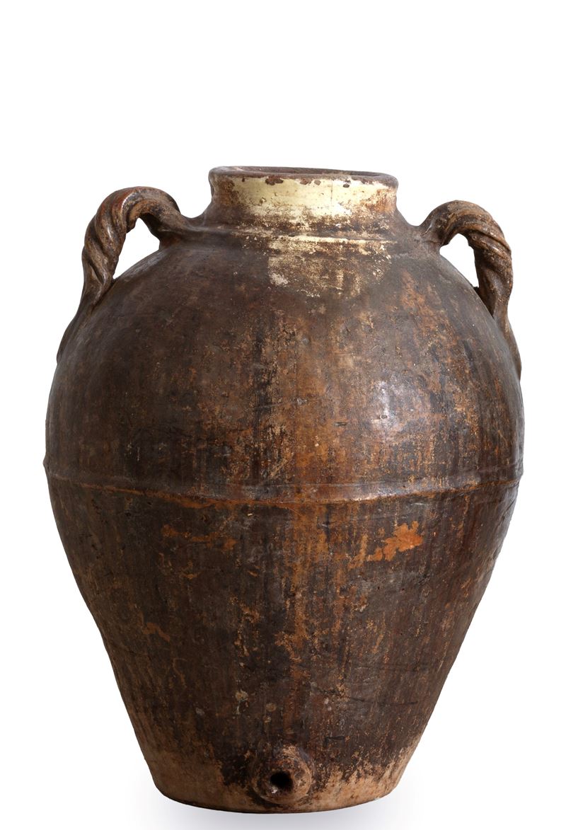 Antico orcio per olio in terracotta, 59x47 cm ca.