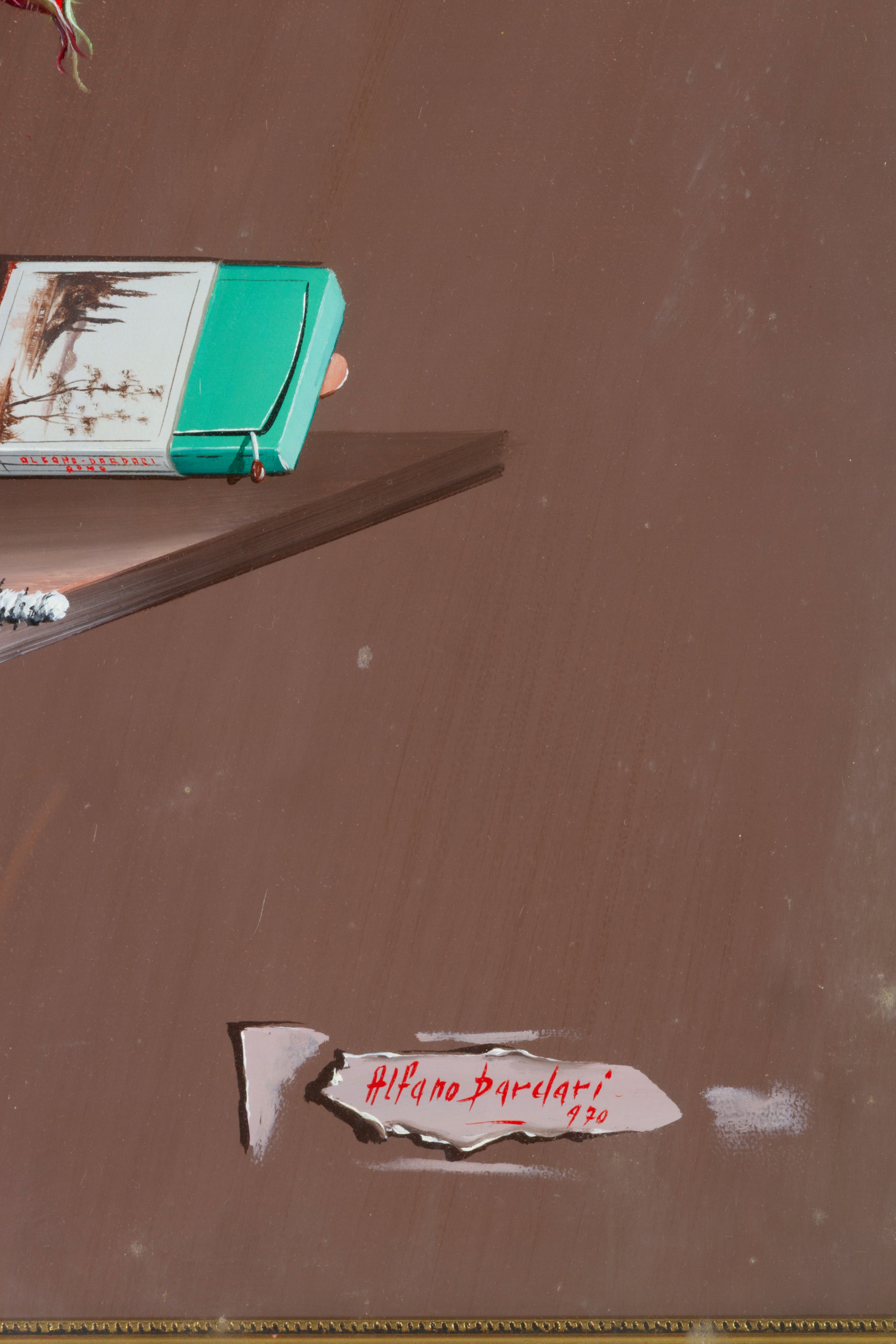 Alfano Dardari - Trompe l'Oeil con Vaso di Rose, olio su tela