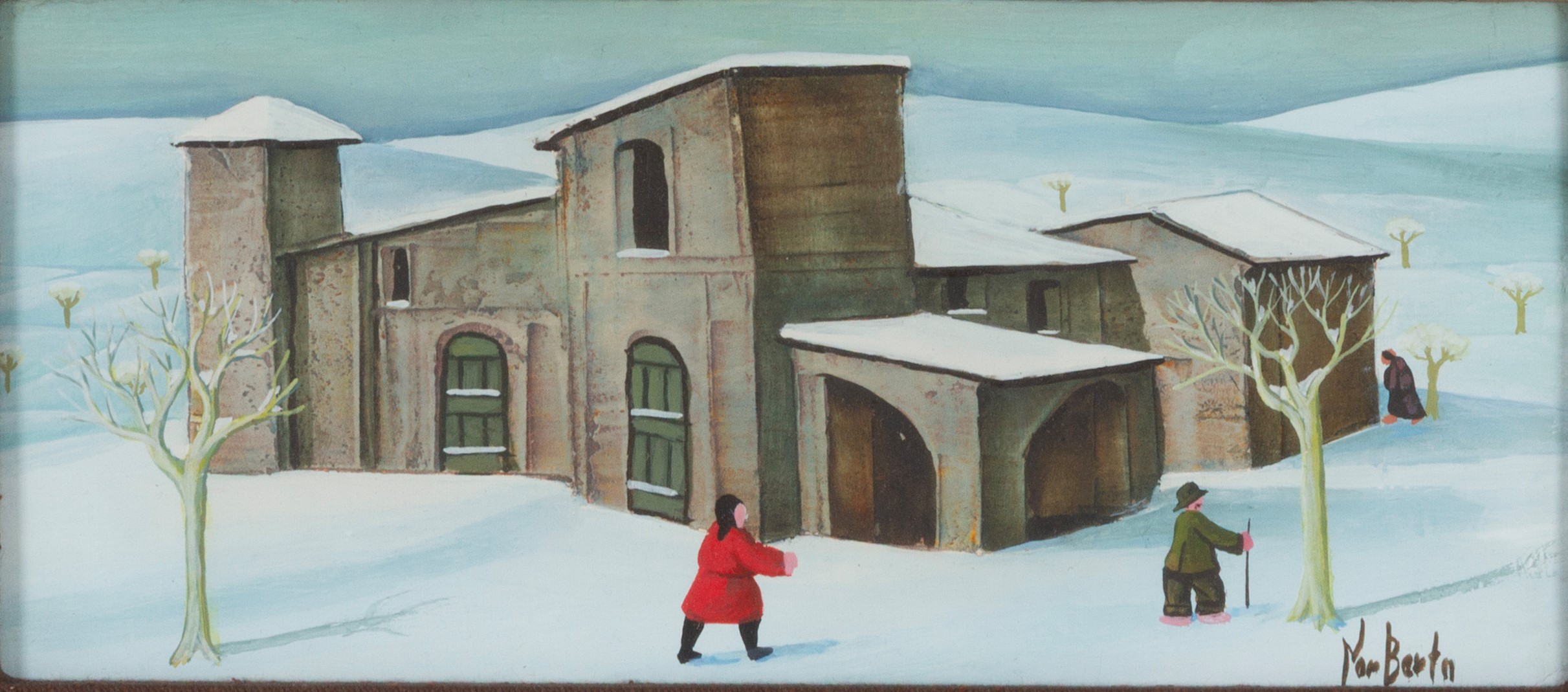 Norberto Proietti - Donna in rosso, olio su tavoletta