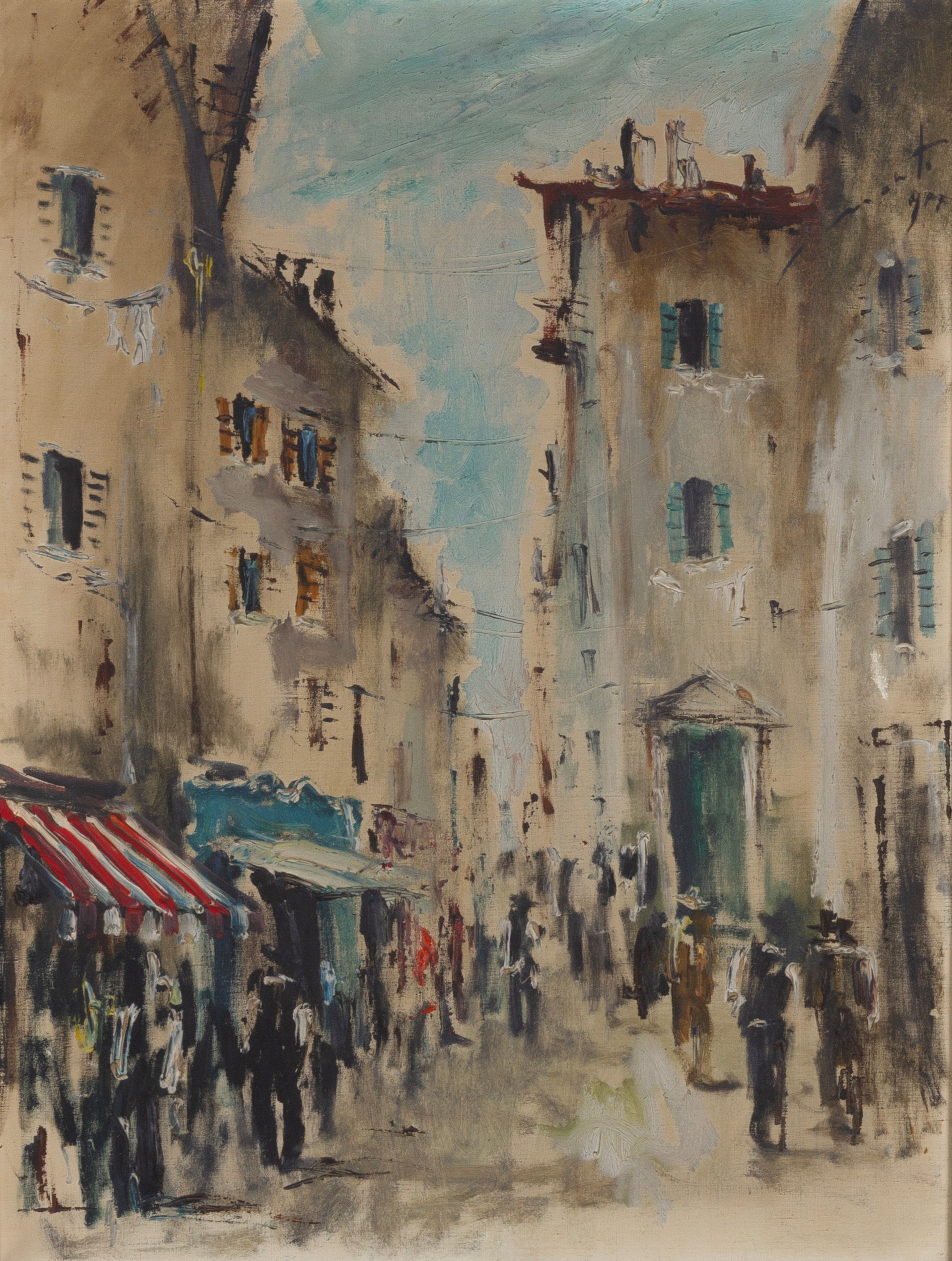 Cesarino Monti - Scorcio cittadino, olio su tela