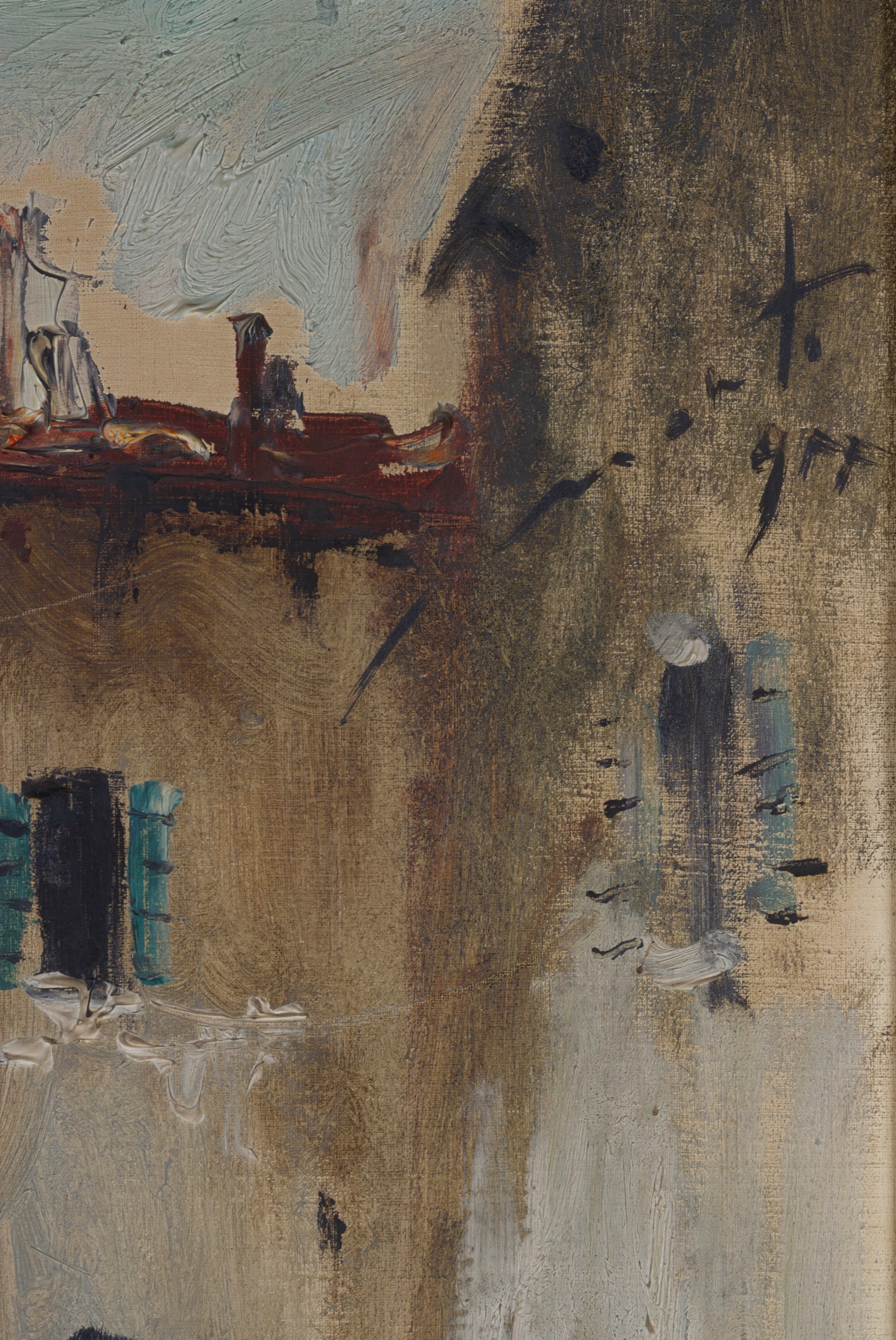Cesarino Monti - Scorcio cittadino, olio su tela
