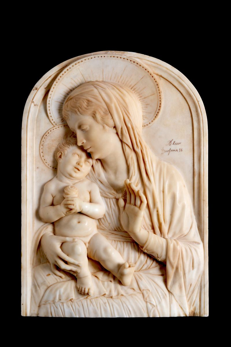 Scultura "MADONNA CON BAMBINO"