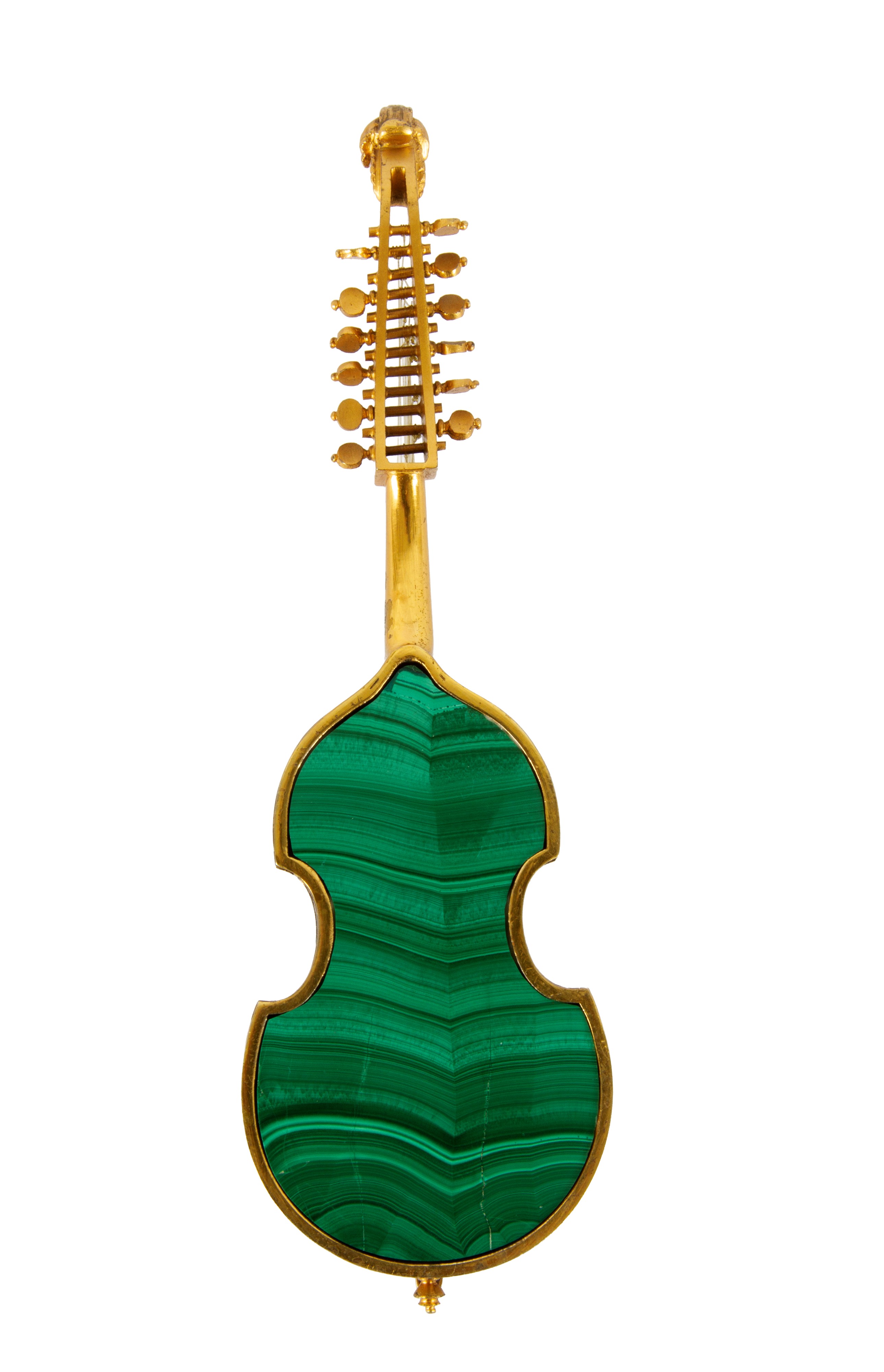 Modellino di viola da gamba in malachite e argento, XX secolo