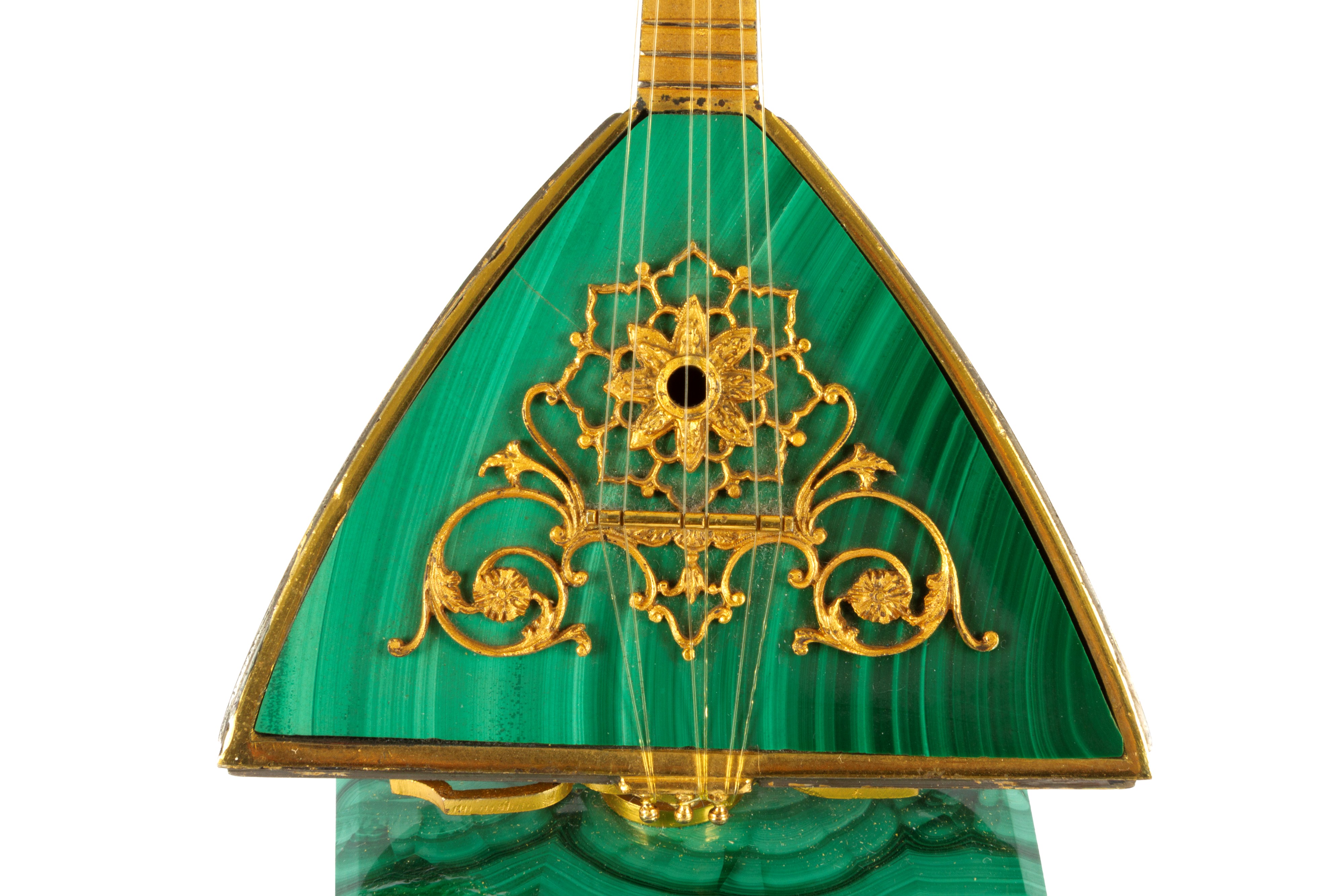 Modellino di balalaika in malachite e argento, XX secolo