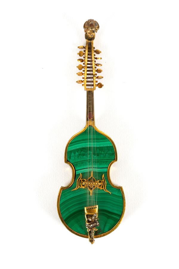 Malachite and silver double bass model