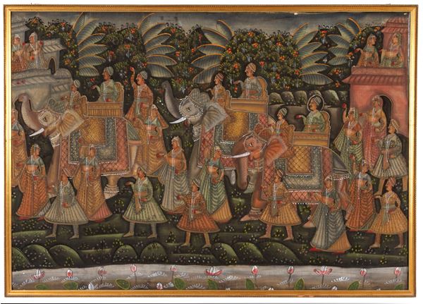 Tempera "ROYAL PROCESSION OF MAHARAJA"