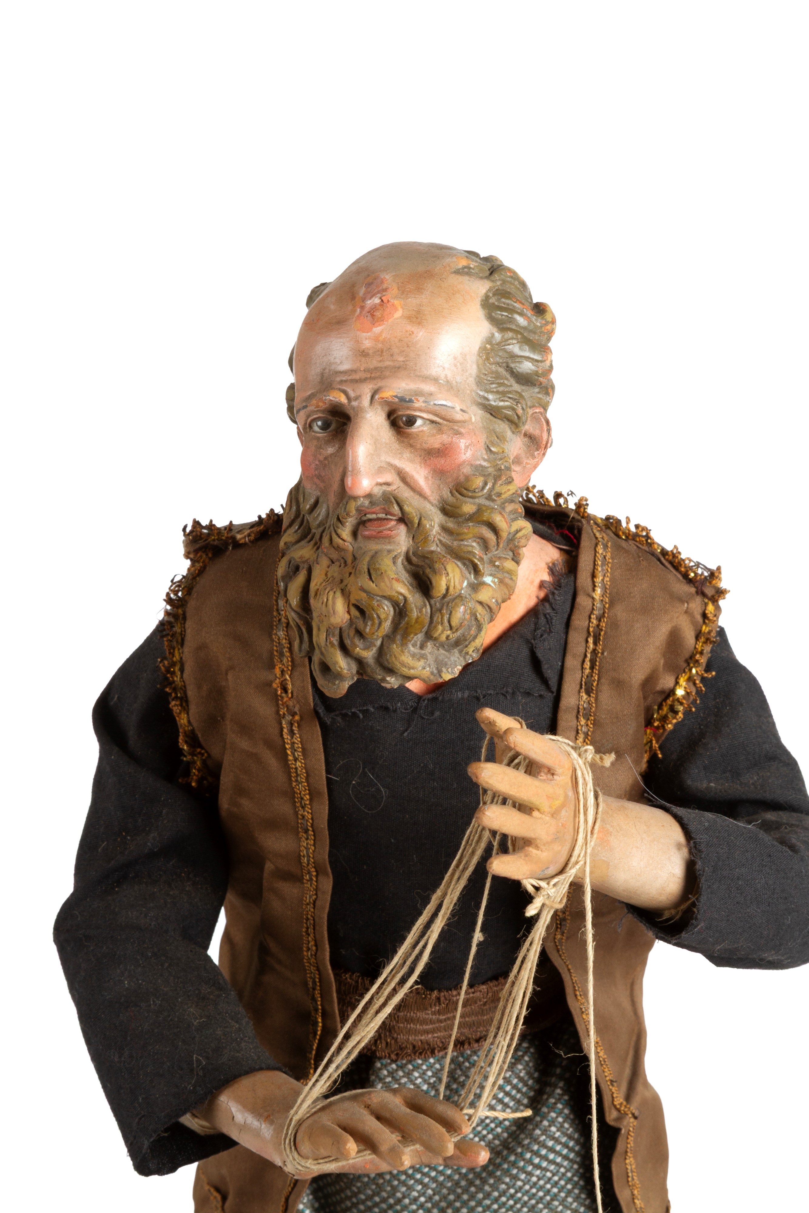 Artigiano, Statua da presepe in terracotta dipinta con base in legno