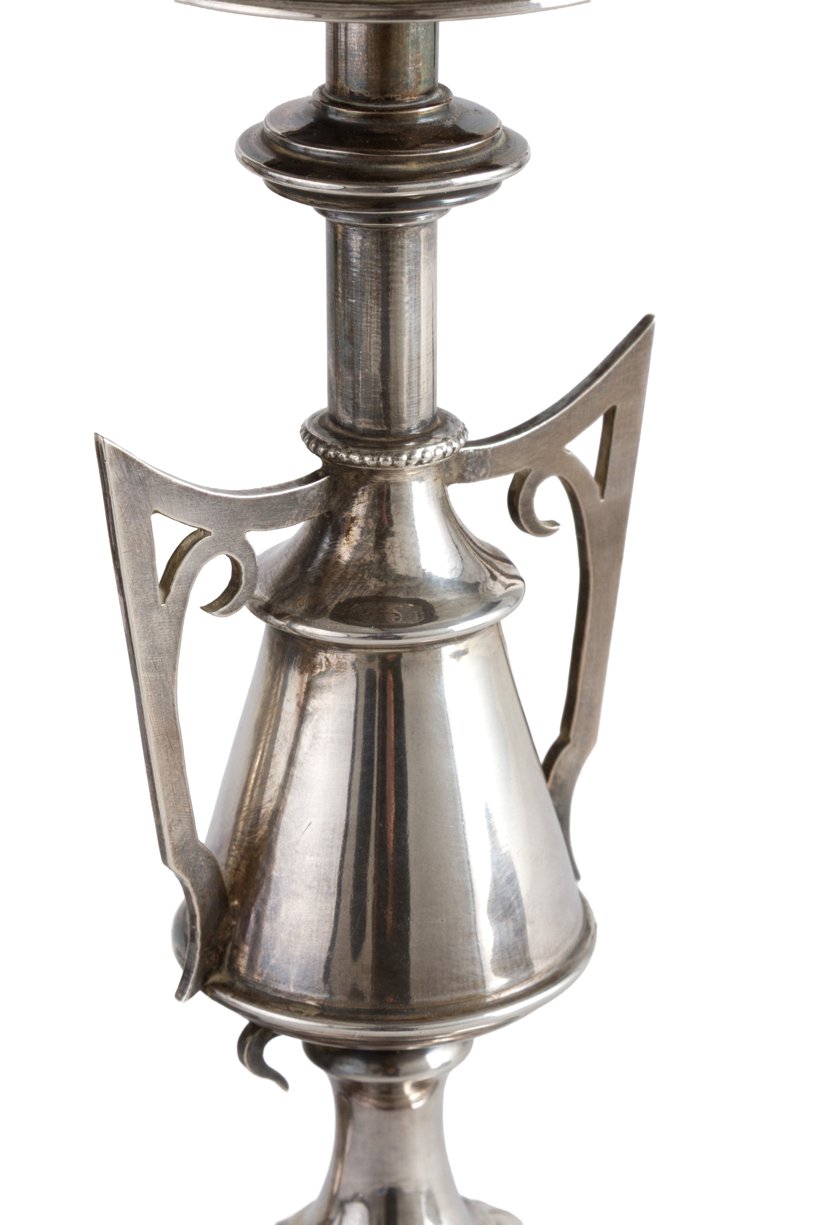 ROVIRA, Coppia di candelieri in argento, XIX secolo