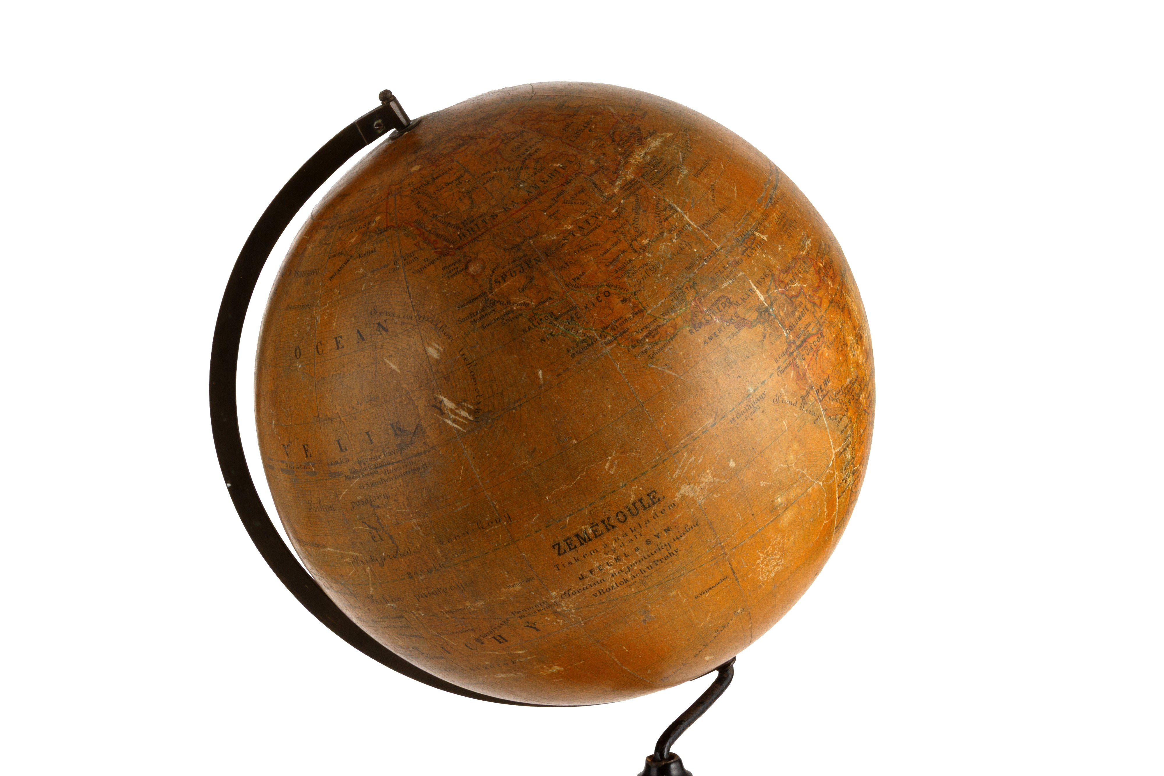 Jan Felkl - Globo terrestre in legno e metallo, Roztoky, Praga