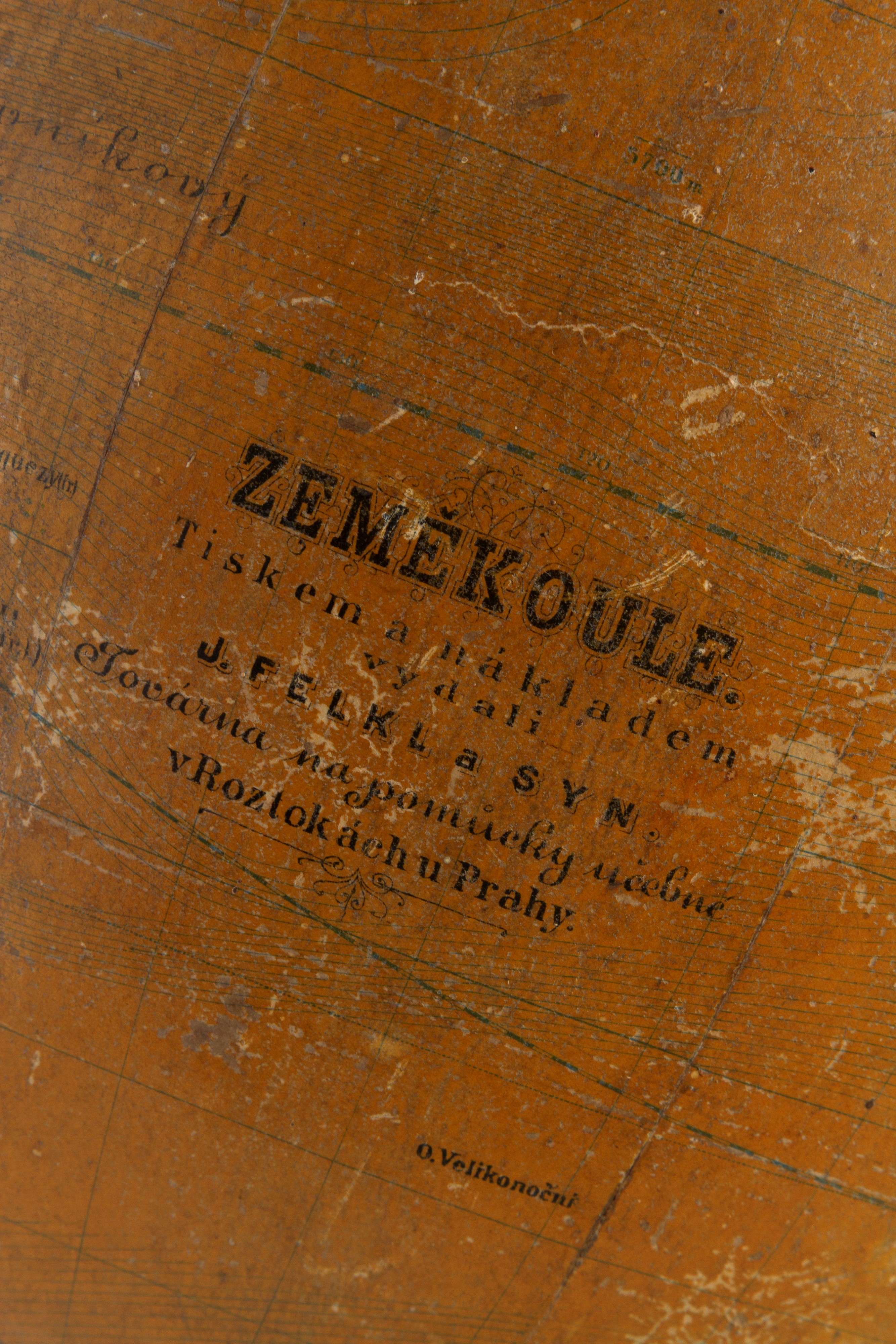 Jan Felkl - Globo terrestre in legno e metallo, Roztoky, Praga