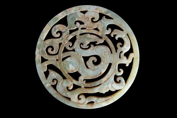 Jade pendant with dragon and phoenix