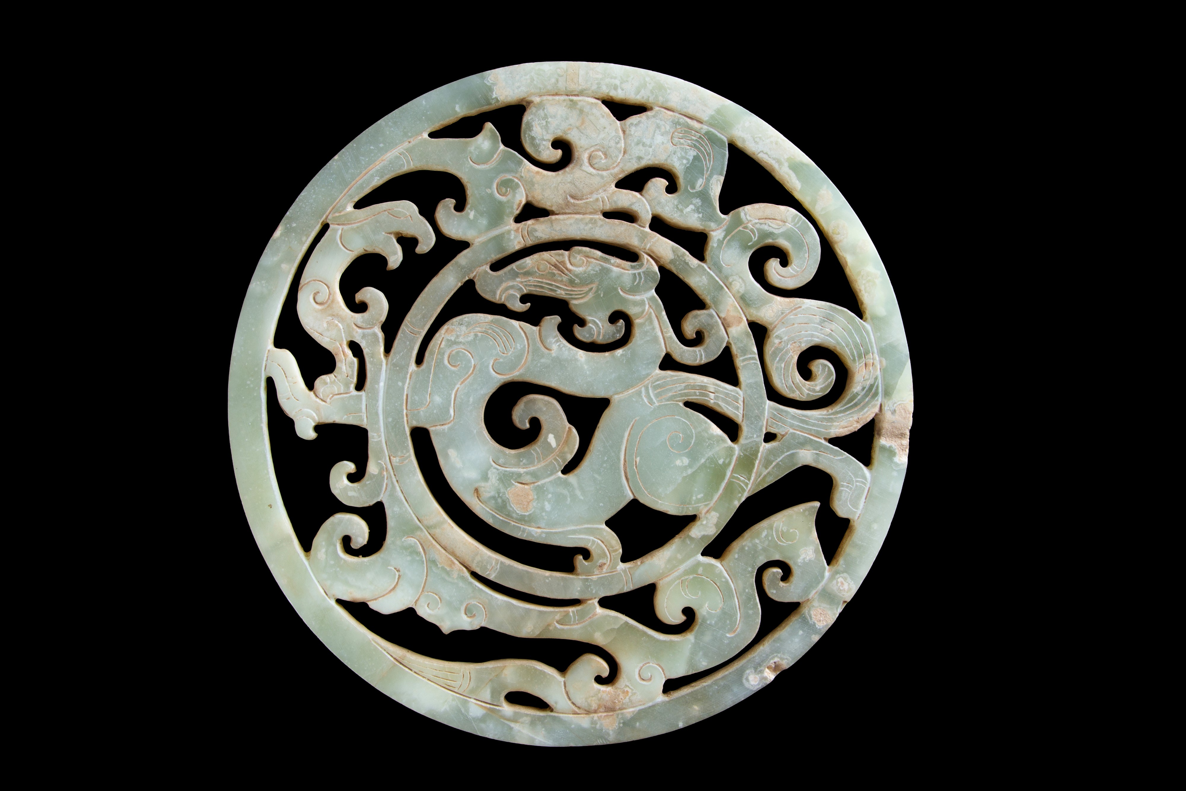 Ciondolo in giada con drago e fenice