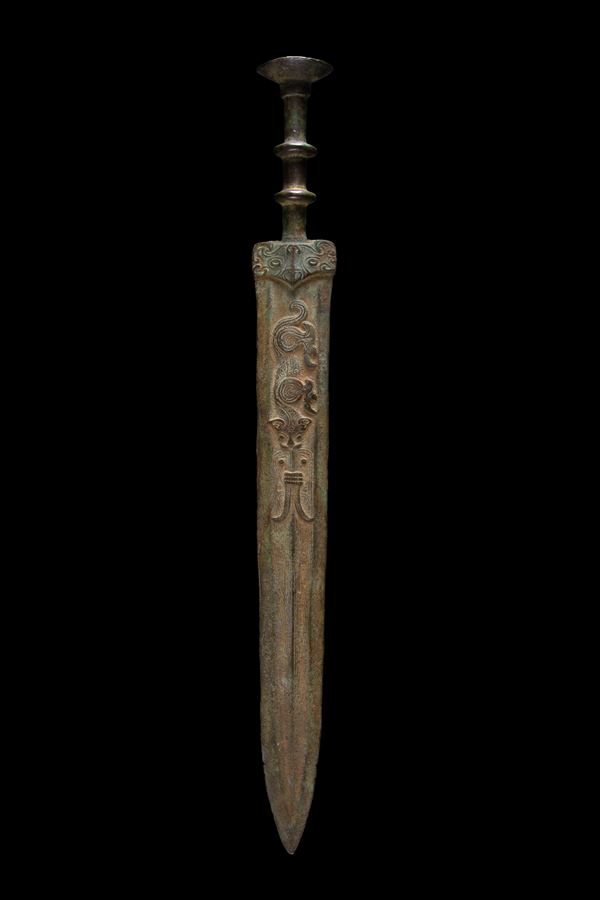 Chiseled bronze short sword