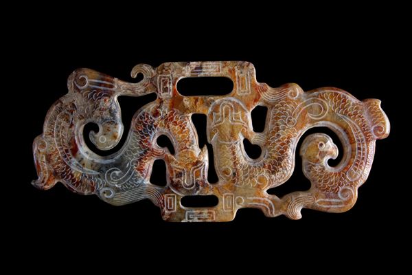 Jade pendant with dragons and phoenixes