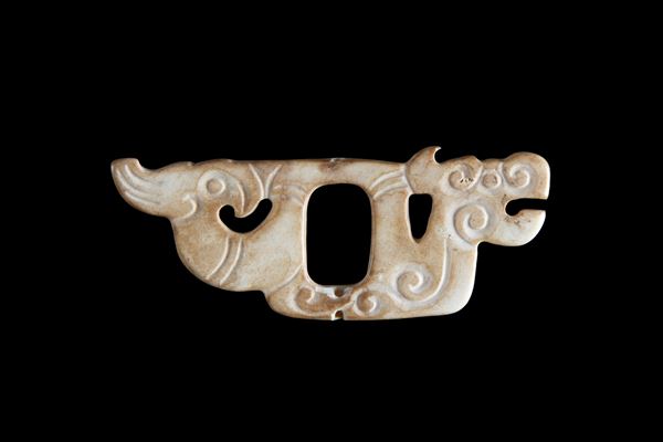 Pendente in giada con drago e fenice