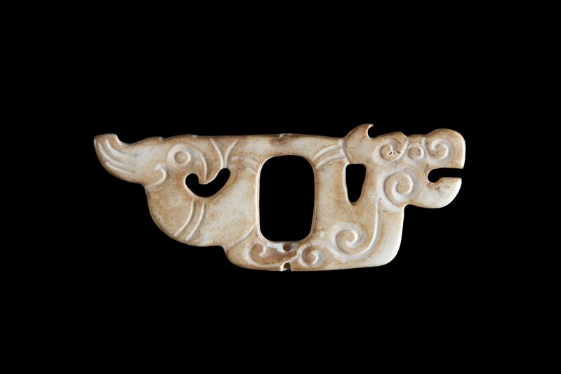 Pendente in giada con drago e fenice